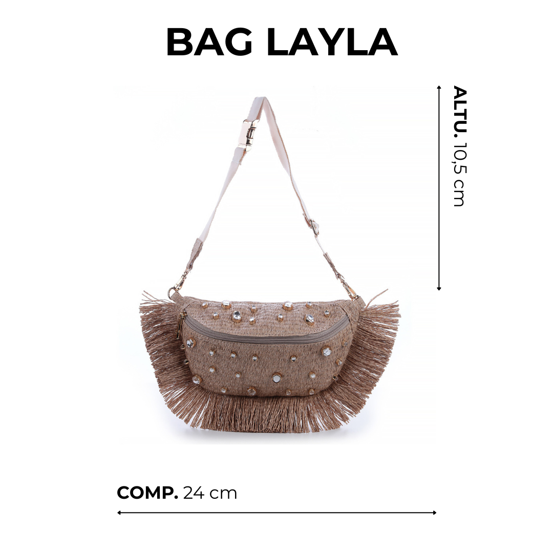 Pochete Feminina em Palha com Acabamento em Couro Layla - Imagem 2