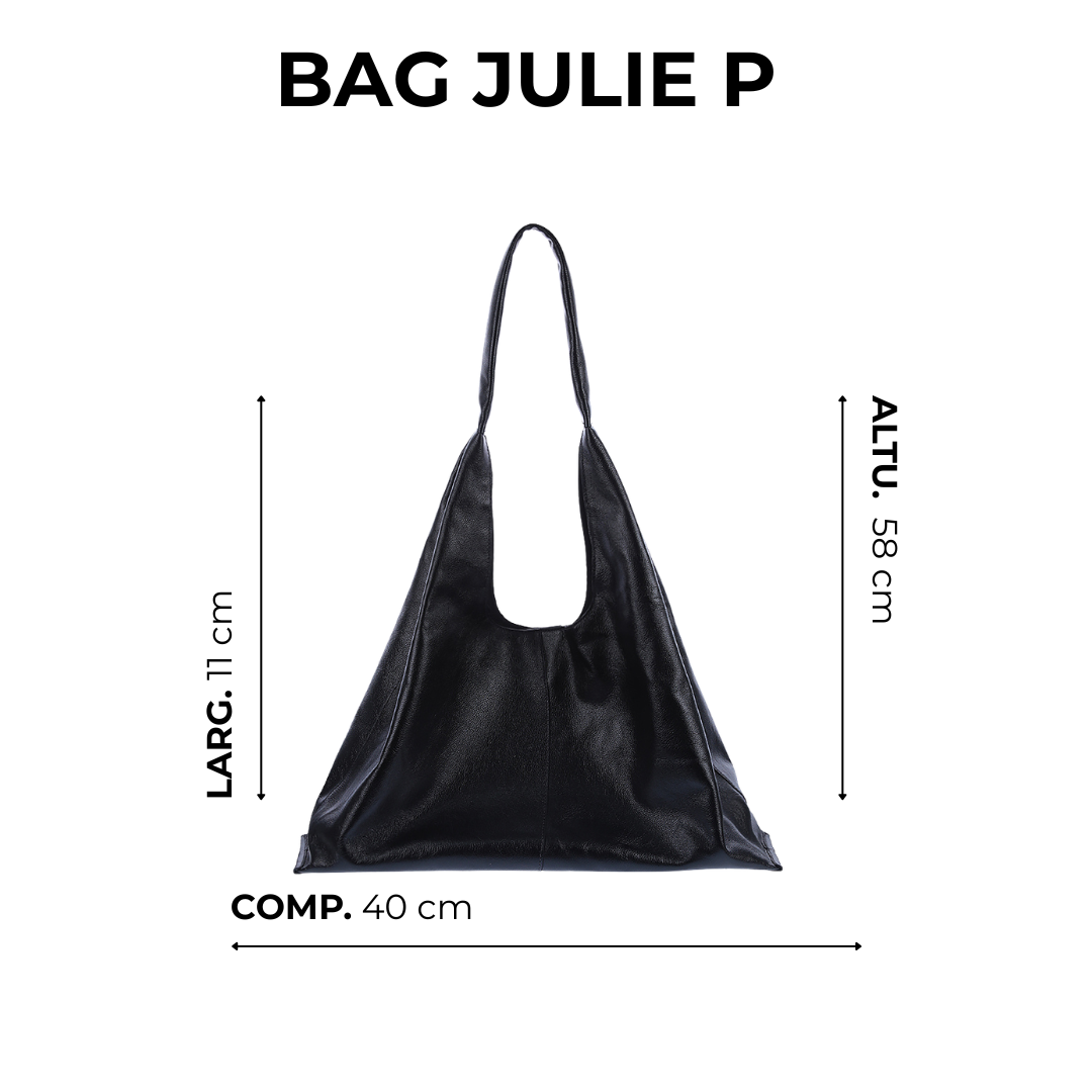 Maxi Bolsa Feminina em Couro Preto Julie - Imagem 2